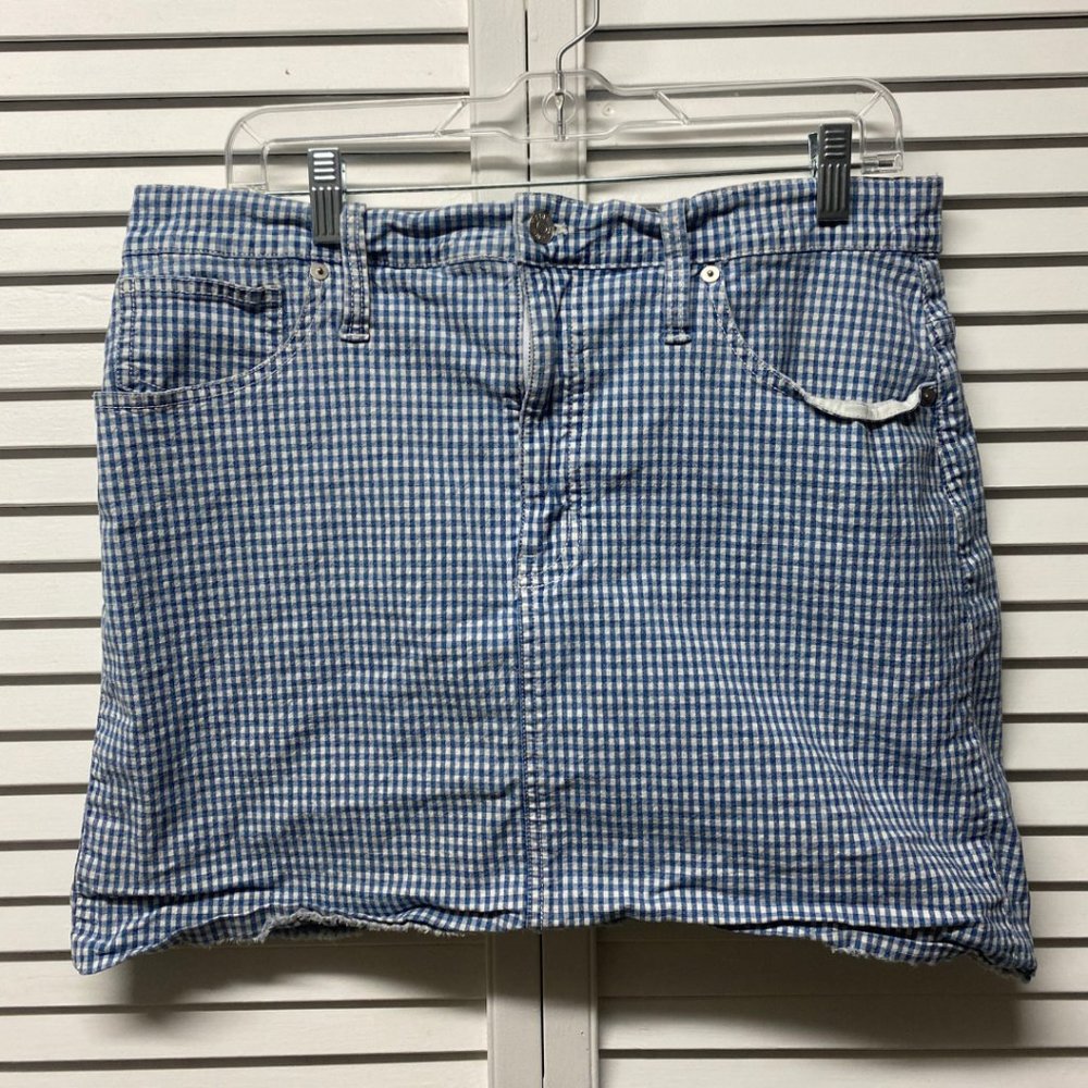 Blue Gingham Madewell Jean Skirt